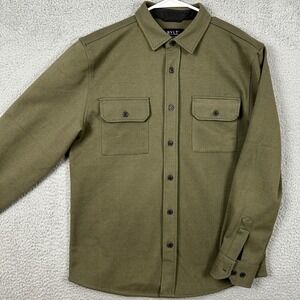 BYLT Overshirt Mens Medium Shirt Flannel Olive Green Thick Stretch Flap Pockets